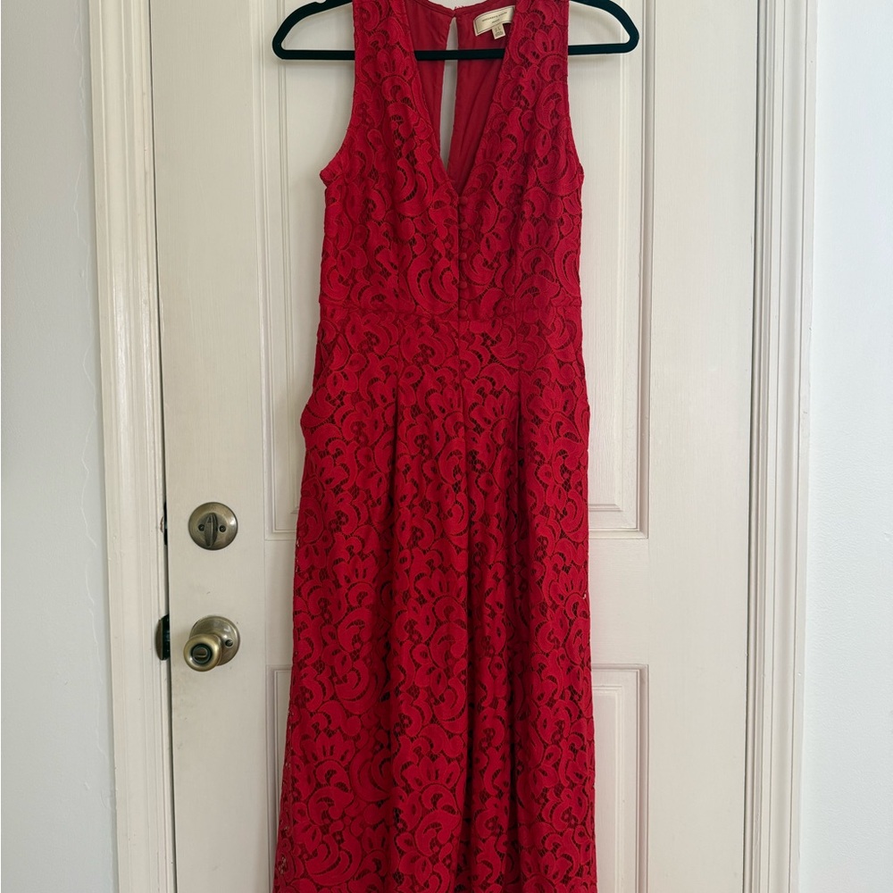 Elegant Red Lace Jumpsuit